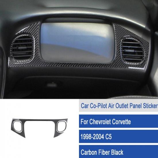 3pcs Bright Carbon Fiber Car Front Copilot AC Frame Cover For Corvette C5 99 00