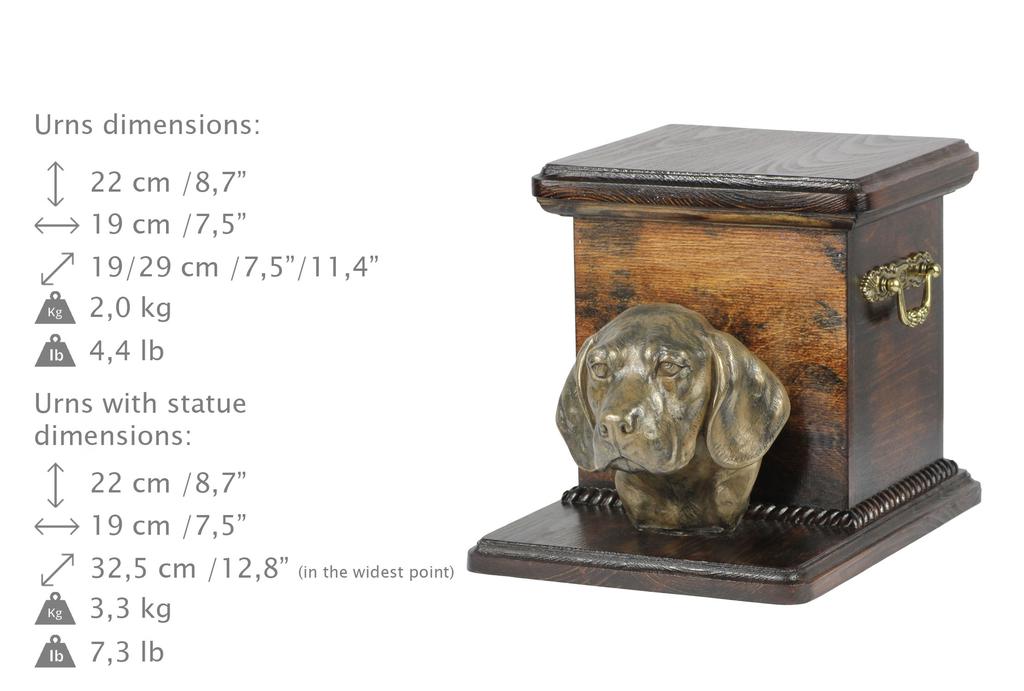 Beagle - urn for dog ashes with a statuette, elegant urn for a dog, unique urn with a bust of a dog by Art-Dog brand