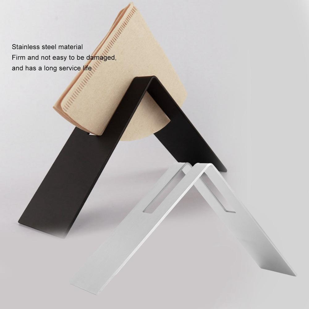 Stainless Steel Material Filter Paper Storage Rack Black V Shaped Design Holder  Cafe Use