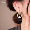 European and American simple metal wind zircon round hollow earrings ear buckles exquisite personalized earrings