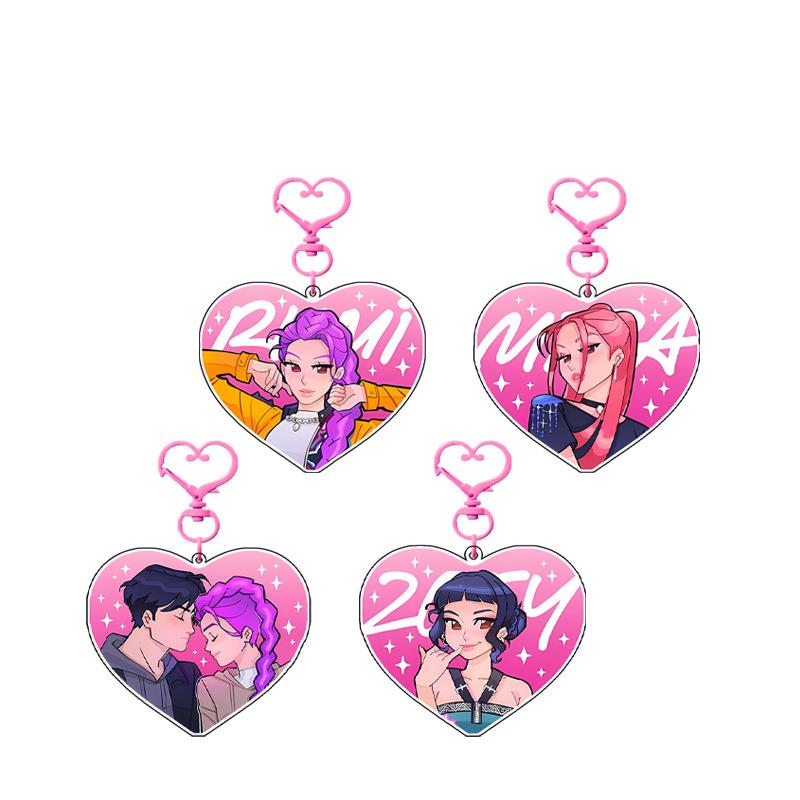 Acrylic Heart Shape, Keychain Cute Animation Bag Pendant KPOP Periphery