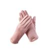 Warm Gloves for Women In Autumn and Winter Outdoor Riding Cold Proof Thickened Plush Velvet Cute Bow Develvet Touch Screen Gloves