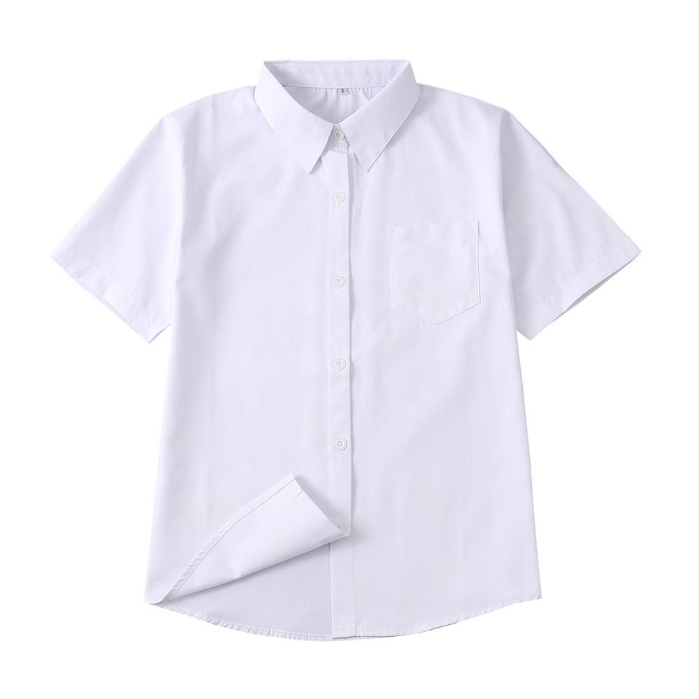 Kurzarmhemd im College-Stil mit Flicken für Damen, Klassenzimmer-Uniformen