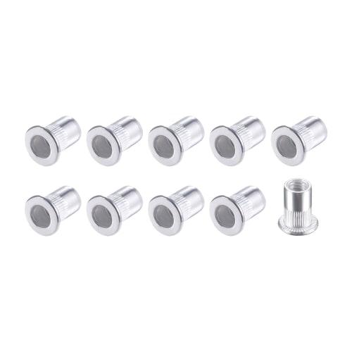 METALLIXITY 50pcs M6 Rivet Nuts, Aluminum Alloy Thread Inserts for Furniture Mechanical Fasteners, Silver Tone