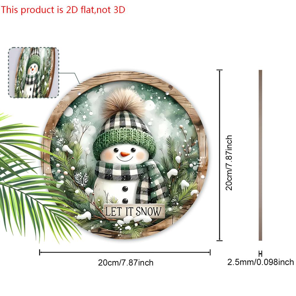 Wooden Christmas Sign with Buffalo Plaid & Snowman Pattern - Navidad Round Sign for Front Door Wall Hanging Decor - Ideal Christmas Decoration
