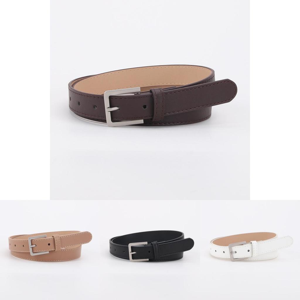 Minimalist Womens Pu Belt With Gold Alloy Buckle For Casual And Office Wear