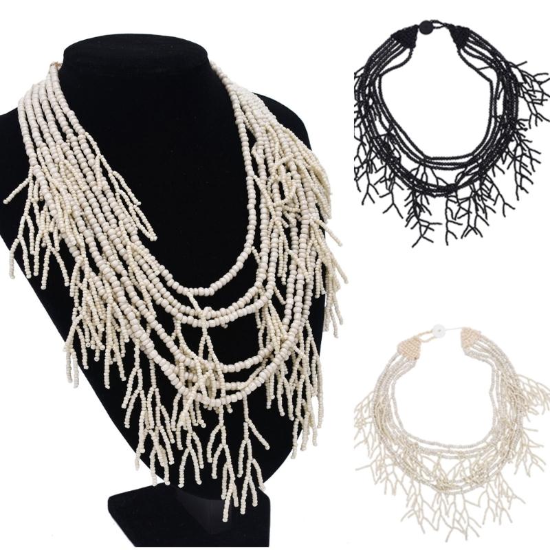 Handmade Multilayer Rice Beads Necklace Choker Necklace Jewelry For Women Skin Friendly Bohemian Dress Neck Wear