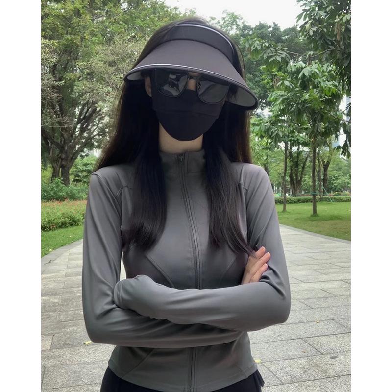 Women's Quick-Dry Long-Sleeve White Outdoor Yoga Jacket – Autumn/Winter, UV Protection