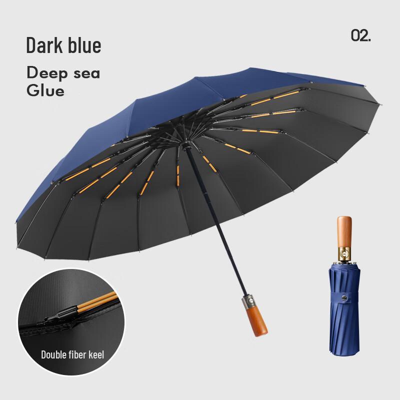 16-Rib Automatic Three-Fold Umbrella