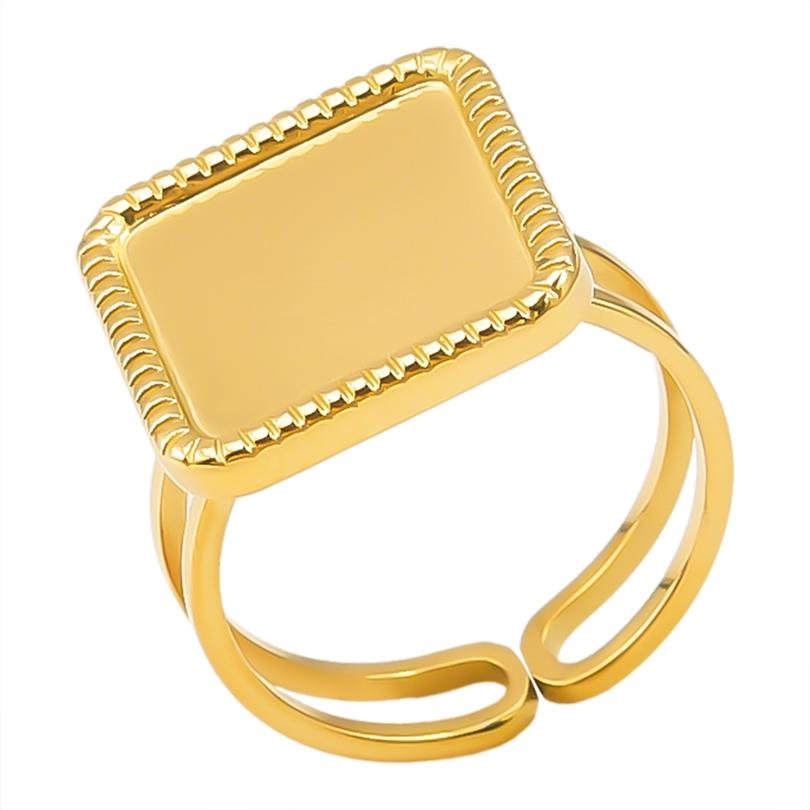 Neuer Offener Verstellbarer Ring Blatt Schlange Herz Echt Vergoldeter Edelstahl Ringe Für Frauen Männer Zubehör Mehrschichtiger Schmuck