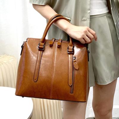 Women Shoulder Cross Body Handbag Top Handle Bag Genuine Leather Casual Designer Lady Female Oil Wax Cowhide Messenger Tote Bag