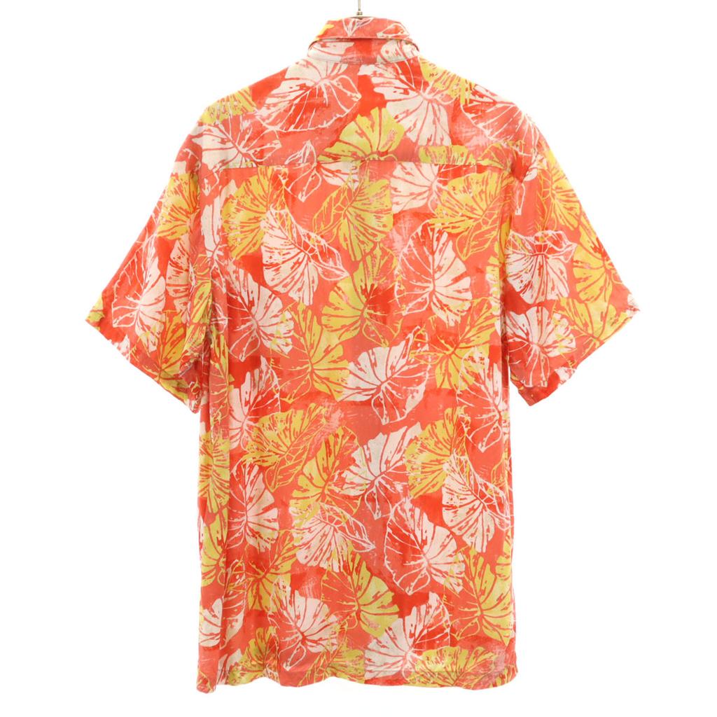 IOLANI 90s Old Leaf Pattern Short sleeve Aloha shirt S Orange series Men's Used