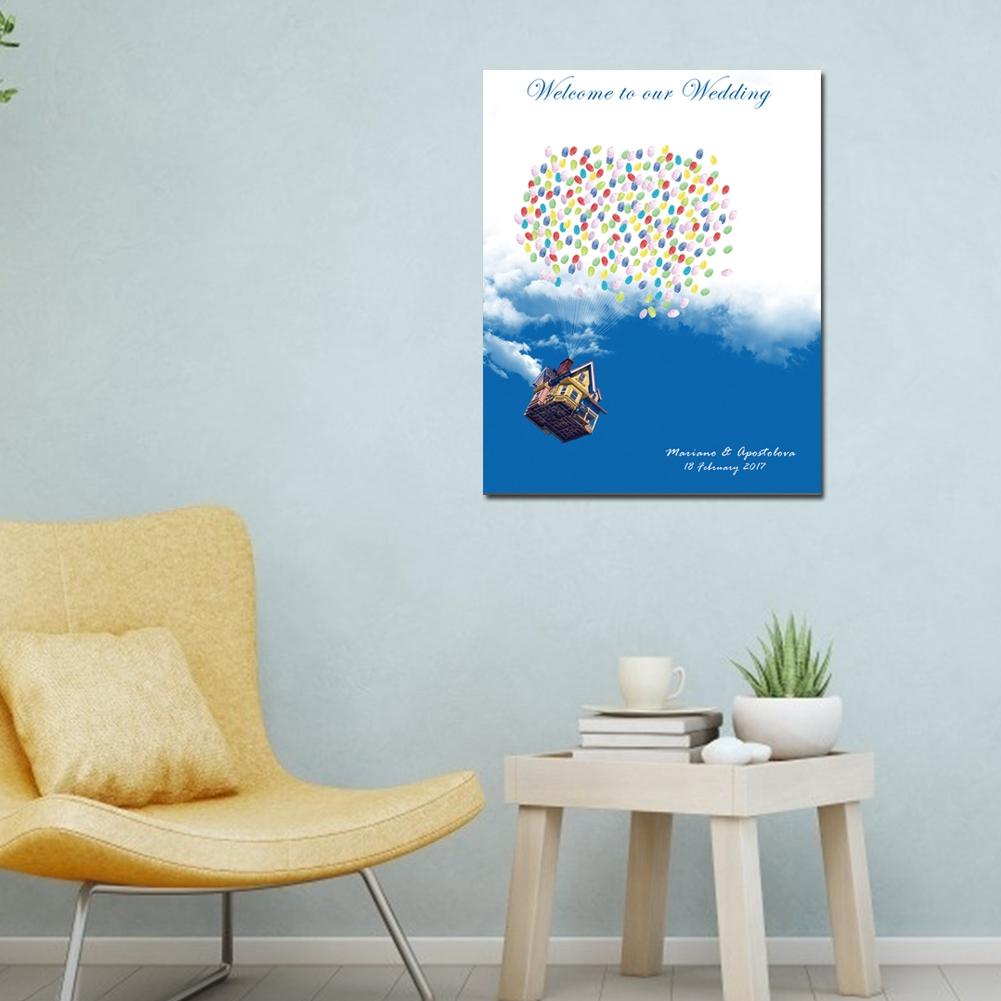 Cartoon Fingerprint Tree Painting DIY Guestbook Signature Book for Wedding Birthday Party Decor