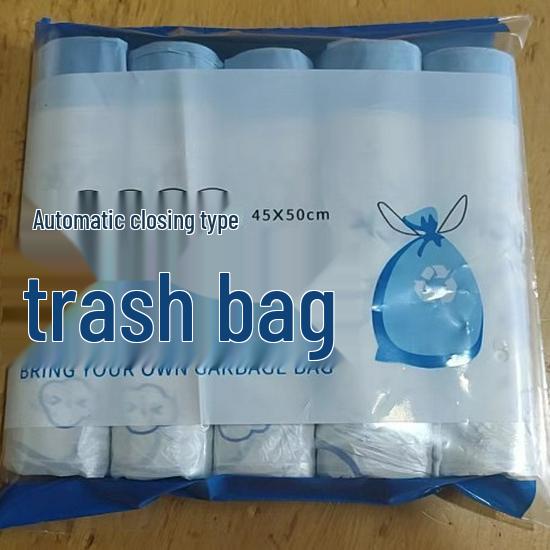 Extra Large Black Drawstring Kitchen Garbage Bags - Thickened, Automatic Closure for Home, Dorm, or Office