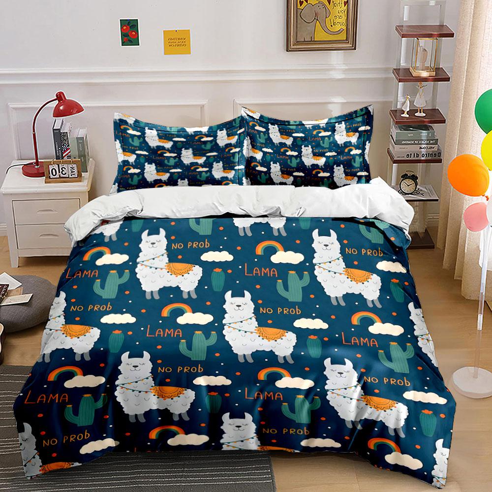 Llama No Prob Pattern Bedding Bedding Duvet Cover Set Duvet Cover Pillowcases (1 * Duvet Cover 2 * Pillowcases, Without Duvet Insert)