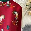 Skládané šaty s květinovým potiskem Letní Podzimní Jednorázové Zapínání Oversize Pásek Elegantní Streetwear Svetr Dámské Oblečení