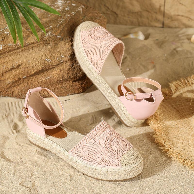Fashion Vintage Flats Hemp Rope Bottom Sandals Women's 2025 Summer New Comfortable Sandals Women's Fisherman Sandals Sandalias De Mujer