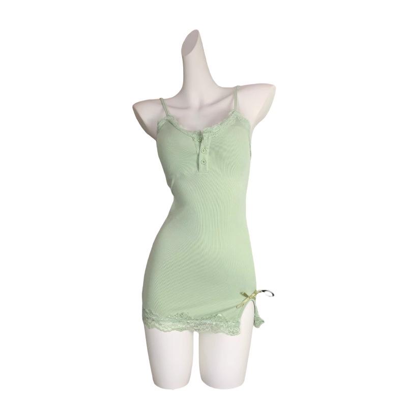 2025 Sexy Damen V-Ausschnitt Camisole Nachthemd mit Spitze und Brustpolstern - Schlankmachender Stil der reinen Begierde.