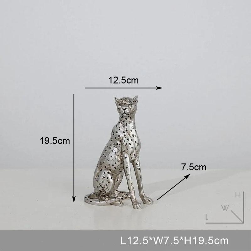 Antique Silver American Leopard Sculpture Resin