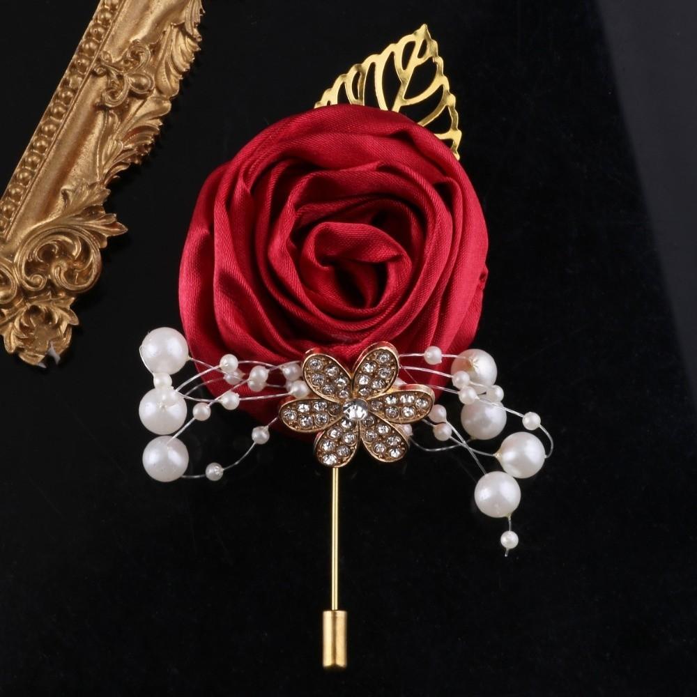 Elegant Chest Flower Rose Wedding Brooch Fashion Groom and Groomsmen Accessories  Prom Party