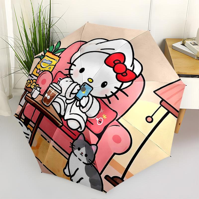 1pc Hello Kitty Automatic Opening/Closing Umbrella with Foldable Design, 8-Bone Iron Frame, Outdoor Use, Ideal Gift for Fans, Travelers, Daily Use, Su