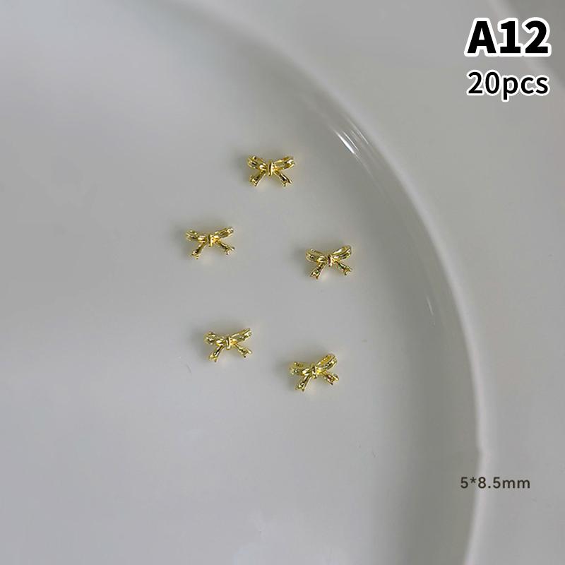 20 stuks Legering Lint Strik Nagel Charms Platte Achterkant Strikje Nagellak Decoraties Luxe Metaal Strikje Manicure