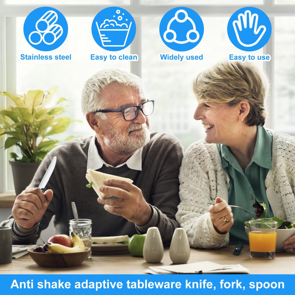 Kitchen Utensil Set Stainless Steel Bendable Cutlery Sets Easy Grip Eating Aid Flatware Dishwasher for Adults Trembling Hands
