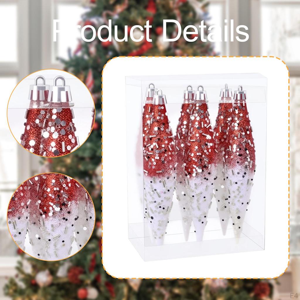6 Stück Weihnachts-Tropfen Hängeornamente Dekoration Dekorativ Leicht Glitzer