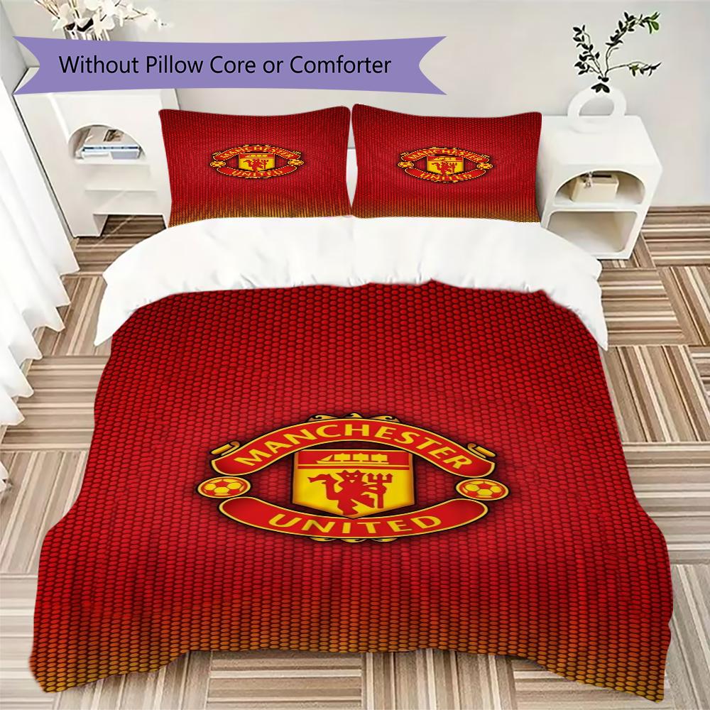 Manchester Unitedaa Pattern Bedding Uilt Set Uilt Cover Pillowcase Home Decoration Birthday Gift (1 * Duvet Cover + 2 * Pillowcase Without Core)