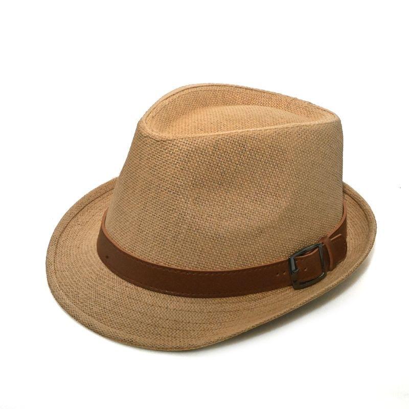Summer Straw Hat Men's Outdoor Sun Hat Breathable Beach Hat British Performance Jazz Hat Children's Gentleman's Top Hat