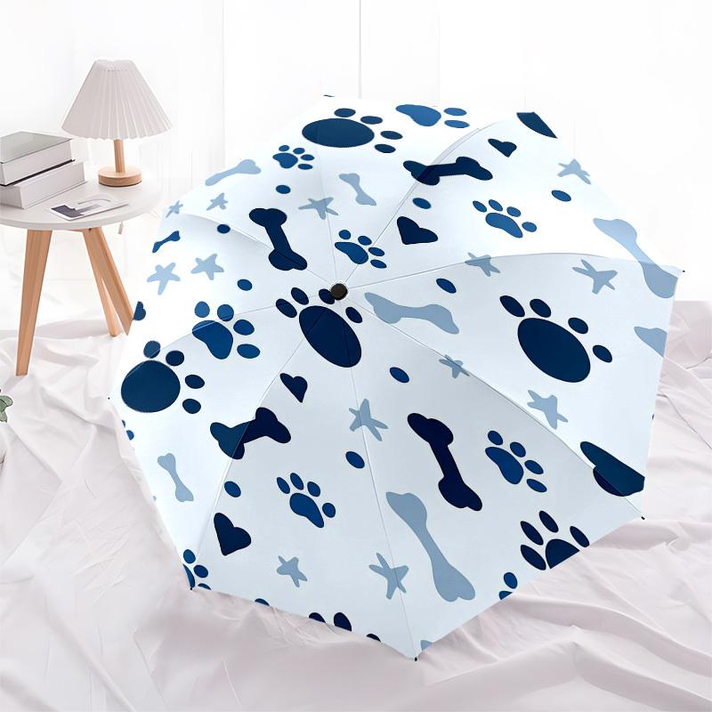 1pc Dog paw prints, bones, hearts, stars. Umbrella with Plastic Handle,Suitable for All Seasons Home Travel Outdoor UmbrellaPT254