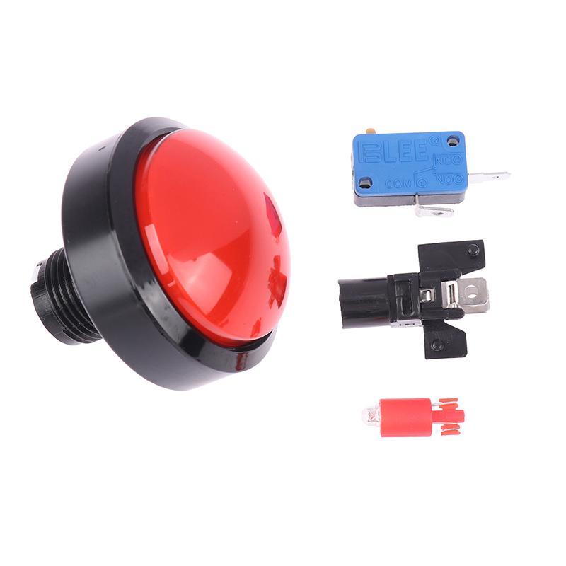 

1 шт. 60 мм кнопки для аркадних ігор, великий круглий світлодіод з підсвічуванням і мікроперемикачем для деталей машини для аркадних ігор своїми руками 12 В 32 А купольний перемикач світла червоний