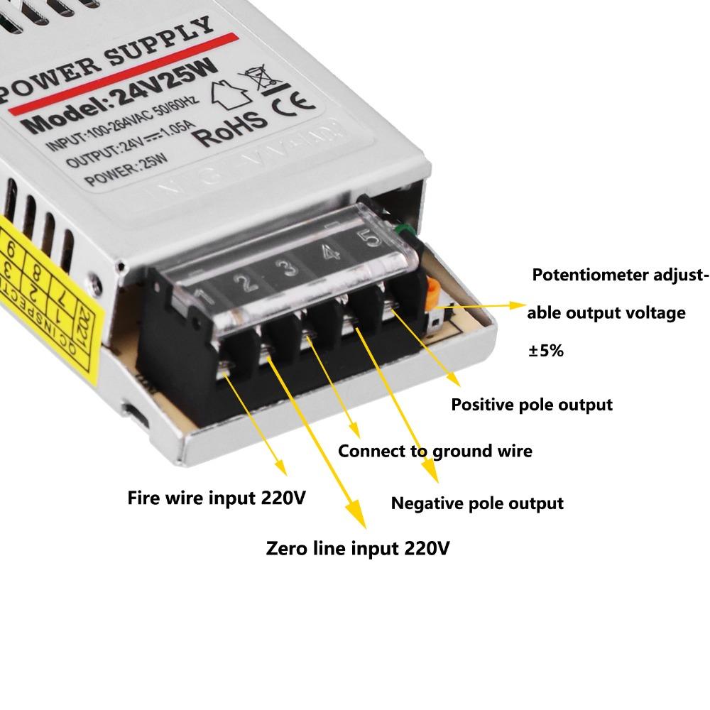 25W DC 24V 1.05A Switching Power Supply Small Size High Efficiency Power Supply Driver Easy Installation Regulated DC