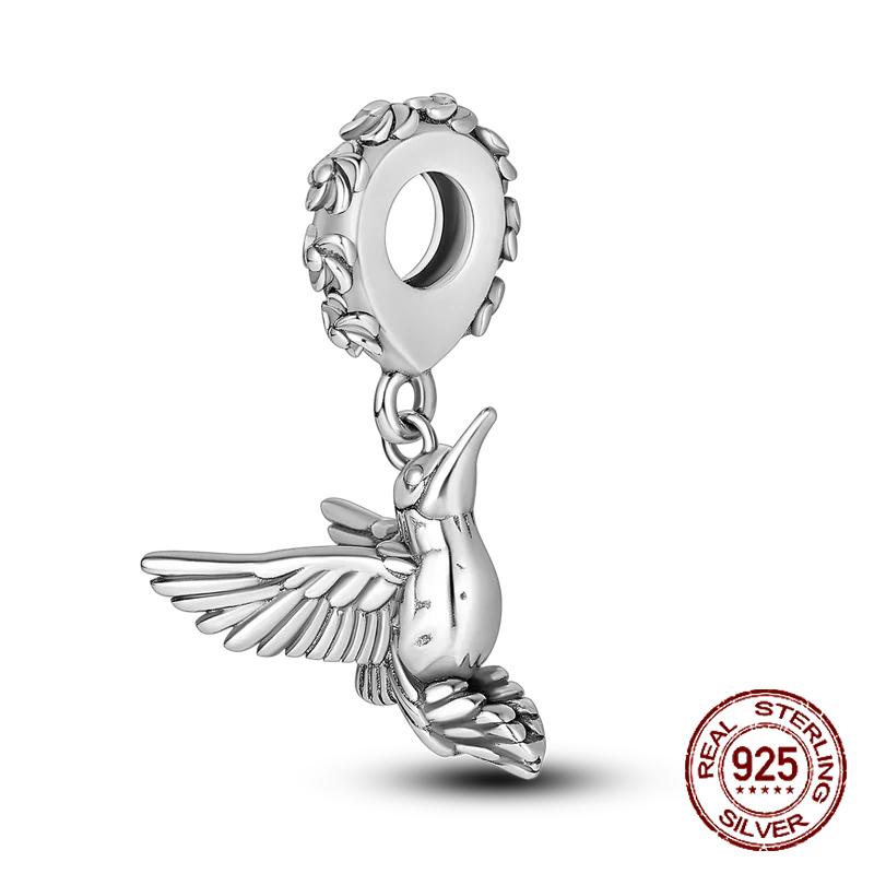 Inlaid Zircon Charm Beads Copper Color Love Heart Snake Dangle Fit Original Bracelet Charms Pendant Jewelry