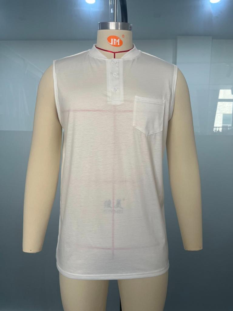 Men's Summer Solid Matching Color Pocket Sports Buttons Vest Men's Sports Casual Vest