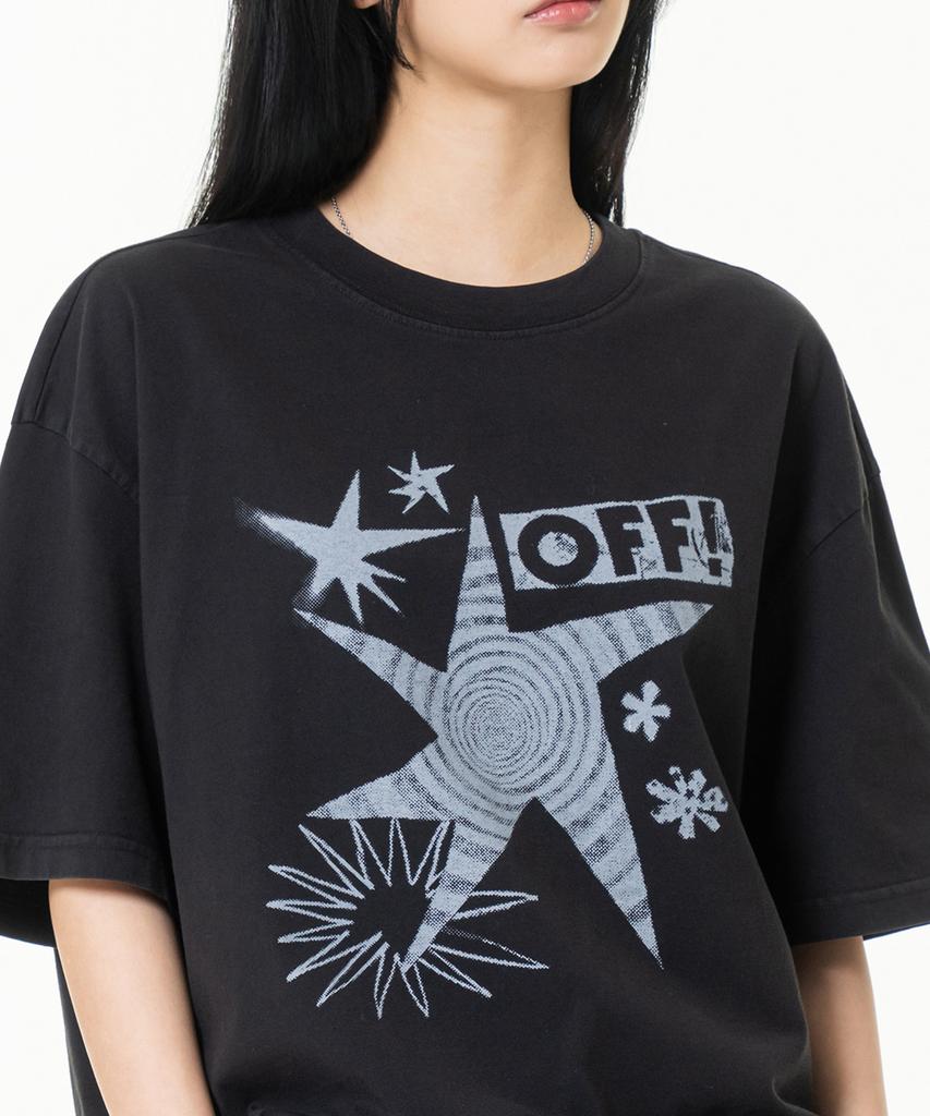 MOZMOZ Off-Print Pigment Oversized Short Sleeve T-Shirt Black