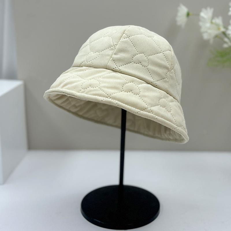 New small edge bucket hat women's autumn and winter face small face plain face cover silk cotton hat men's bucket hat basin hat
