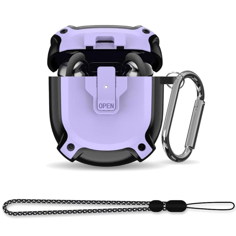 

PC+TPU Protective Case Housing for Earbuds II 2022 360 Degree Full Coverage Protections with Carabiner фіолетовий