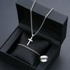 3pcs Set Simple Personality Smooth Surface Stainless Steel Cross Pendant Necklace Bracelet Ring for Women Men Jewelry Sets Gifts