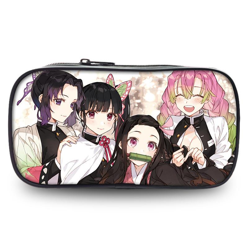 Spacious Oxford Demon Slayer Pencil Case For Students With Casual Style
