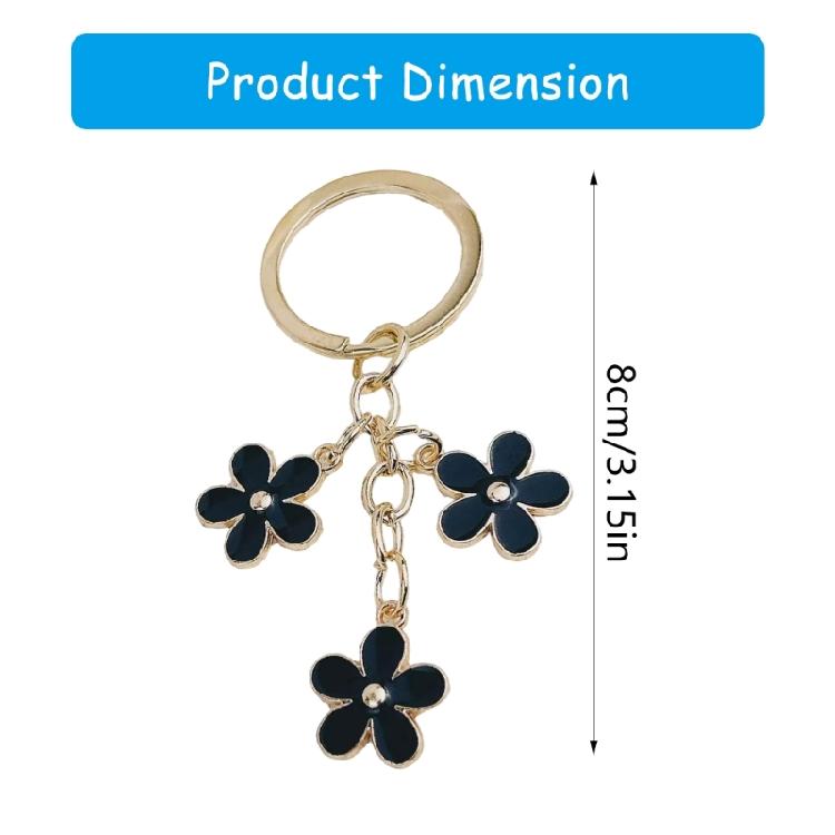Colorful Flower Keychain Zinc Alloy Floral Keyrings Fashionable Bag Charm Key Holder Ornament Gift for Women and Teens
