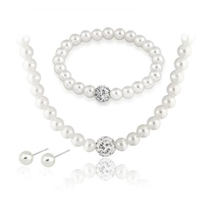 1/2 Set Imitation Pearl Jewelry Set Adjustable Length Necklace Ear Studs Bracelet Set Women Wedding Party Jewelry