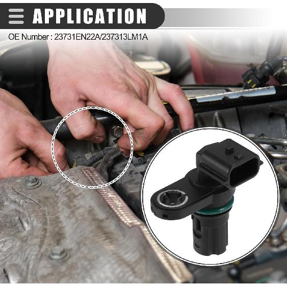 Motoforti CPS Sensor, Engine Camshaft Position Sensor, for Nissan Sentra 2007-2011, ABS, Metal, No.23731EN22A, Black