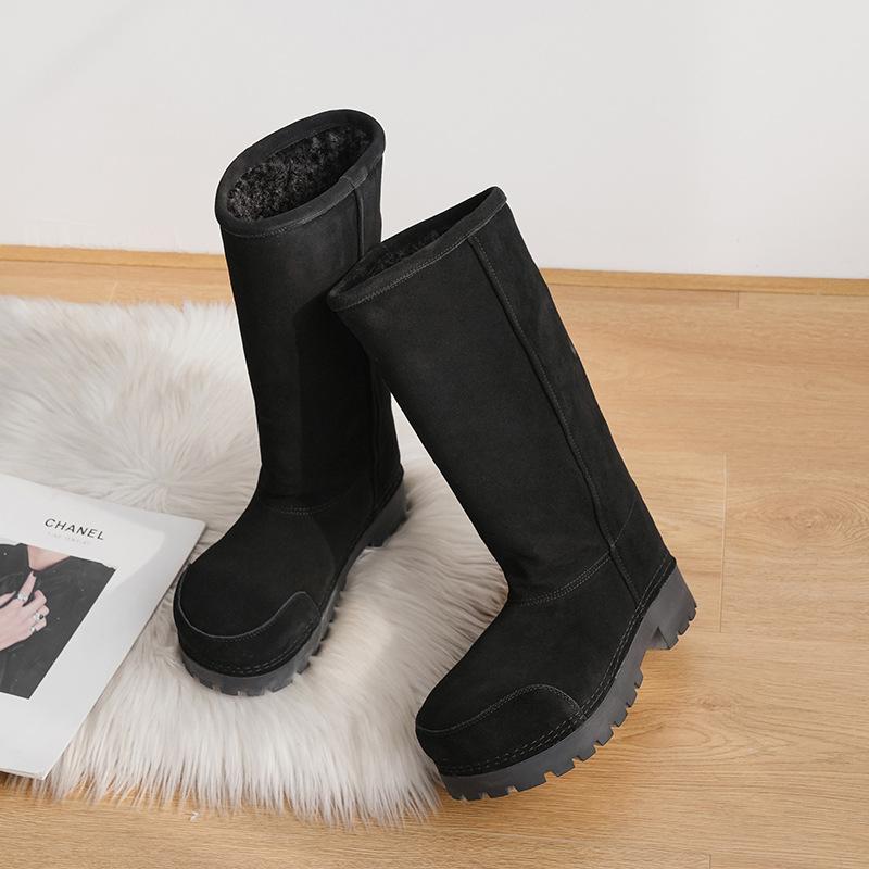 

Wool version big head tall boots snow boots women s winter 2025 new thick-soled fashion velvet thermal cotton shoes 40
