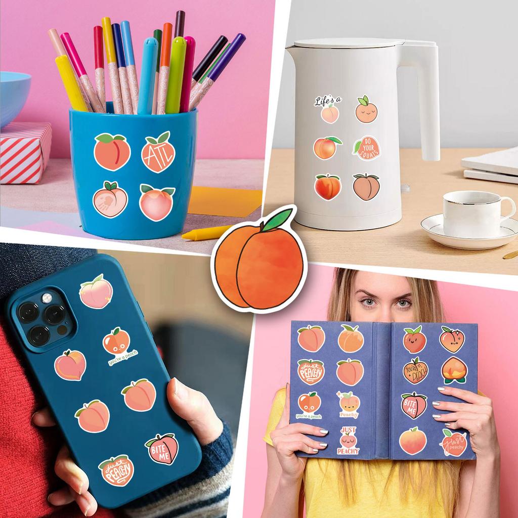 55 New Peach Fruit Graffiti Stickers Decorative Skateboard Suitcase Helmet Stickers