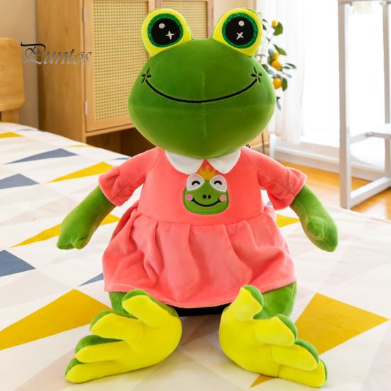 Frog Prince Princess Plush Doll Toy, Cute Stuffed Animal with Striped Shirt/Skirt, Gift for Kids Lovers Soft Pillow Bedroom, Birthday Cartoon