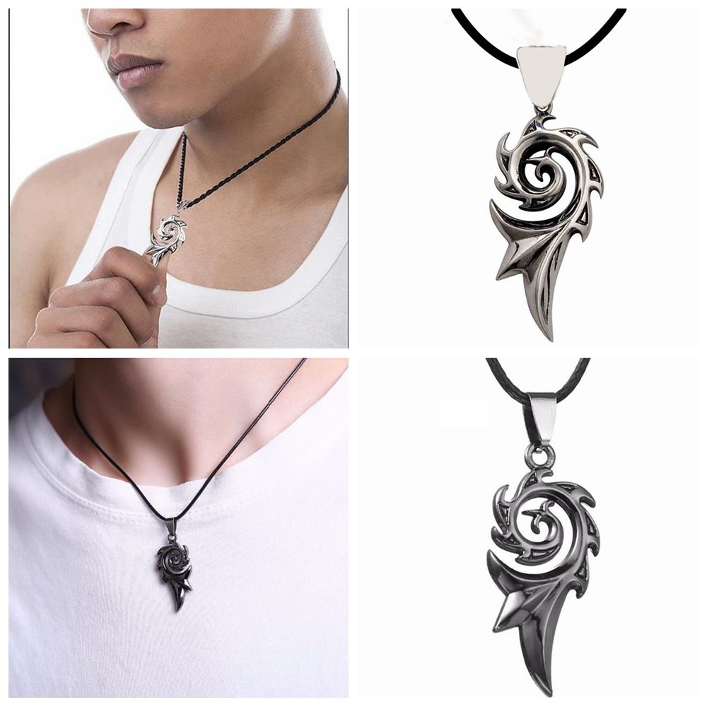

Fashion Charm Chain Retro Titanium Steel Vintage Rock Pendant Hip Hop Choker Dragon Flame Necklace срібний