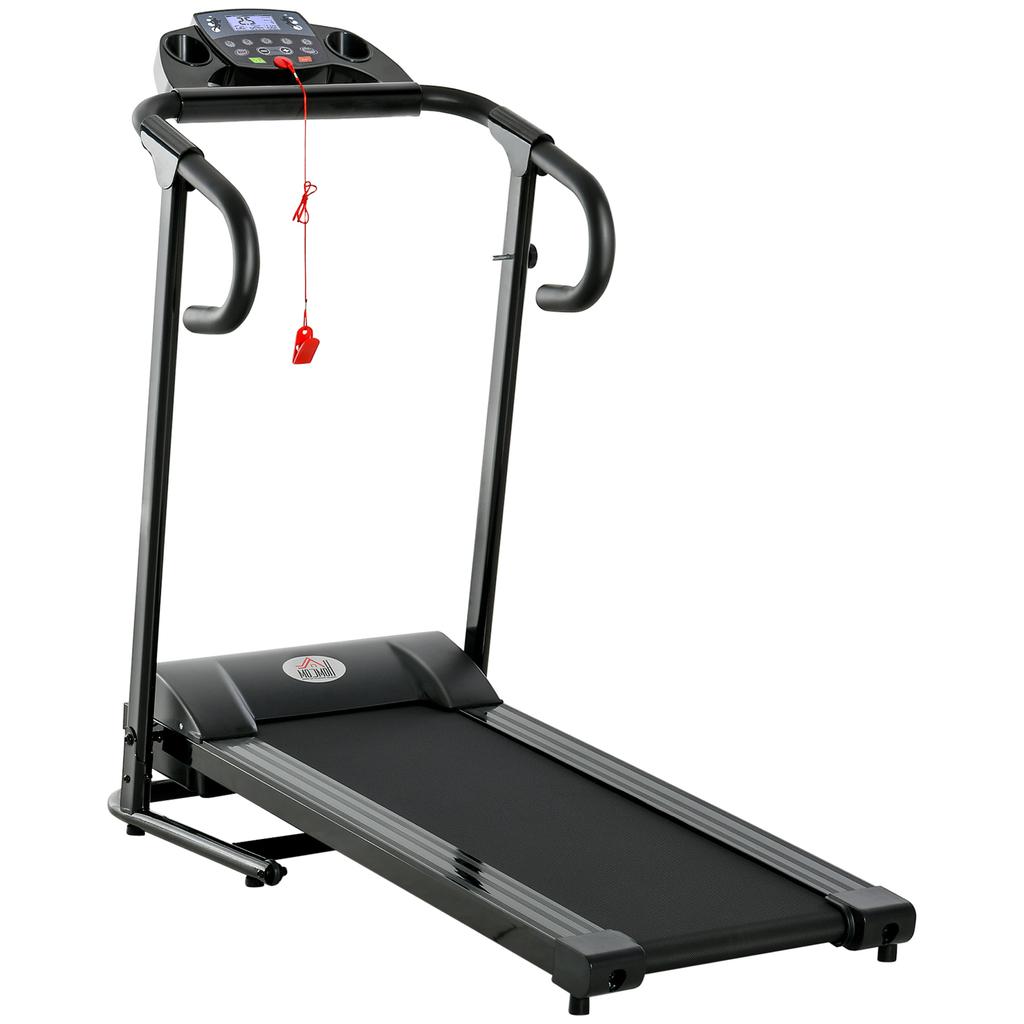 Electric Treadmill, Foldable, with LCD Display, Speed 0.8-10km/h and 3 Programs, Power 500 W, 123 x 62 x 117 cm, Black