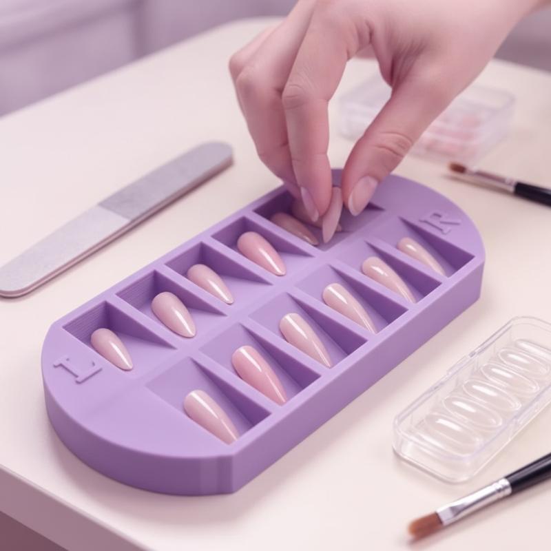 10 Grids Nail Tip Storage Tray With Lr Mark False Nail Display Organizer Reusable For Salon Home Manicure
