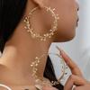 Exaggerated Big Circle Gold Hoop Earrings for Women Fashion Leaf Flower Carved Dangle Earrings for Office Daily Wear Gift